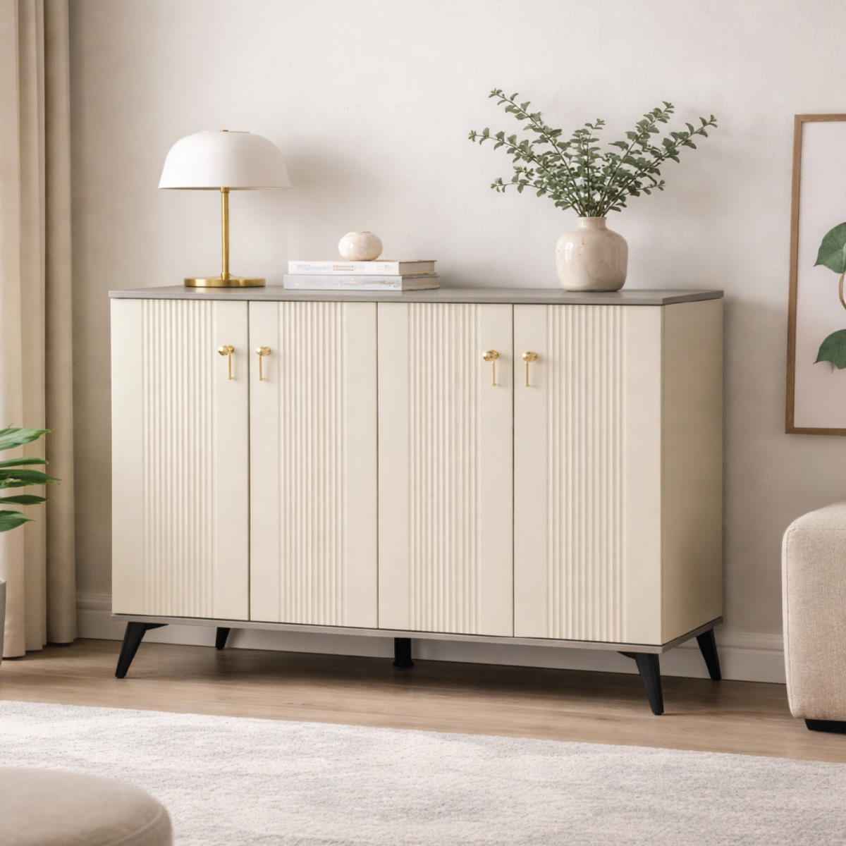 Modern 4 Door Shoe Cabinet