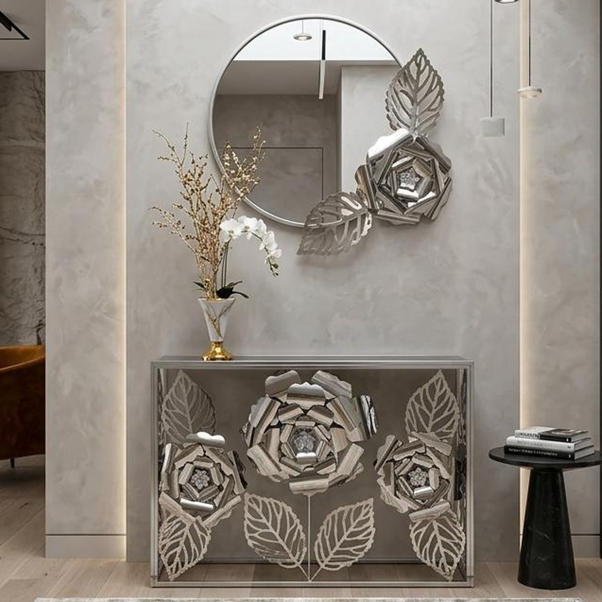 Metal Console with Mirror