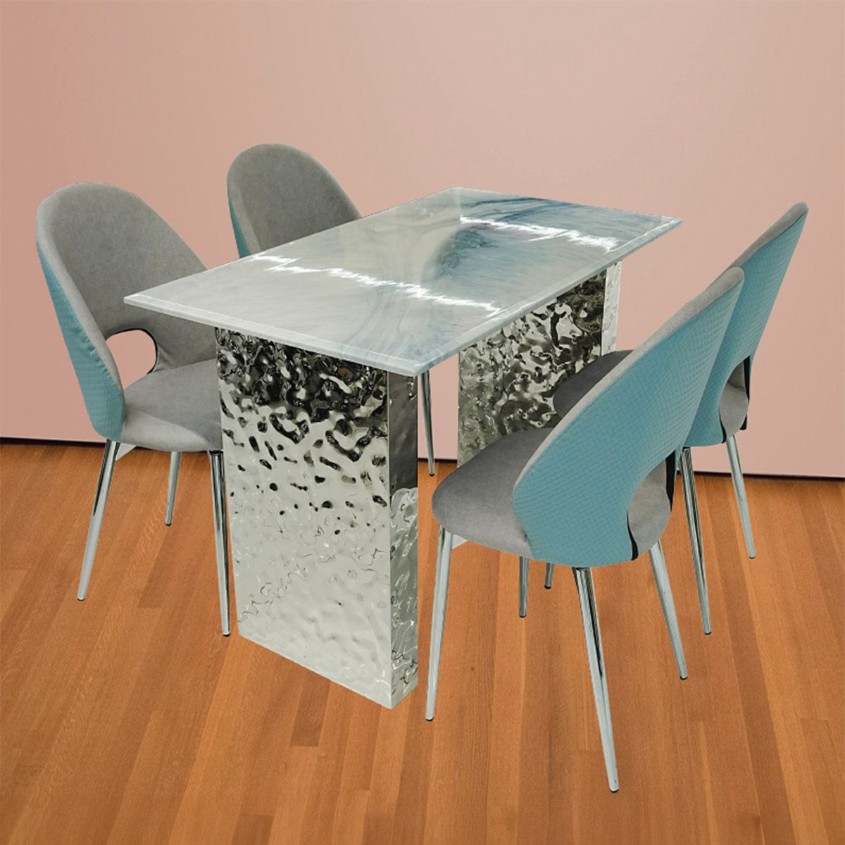 Marble Dining Table Set 1+4