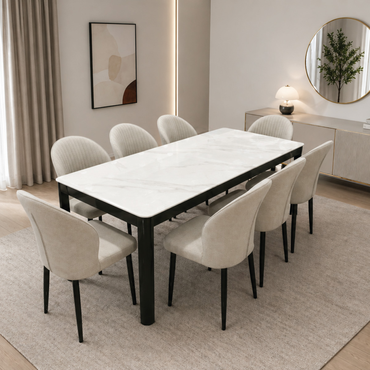 Marble Dining Table Set 1 Plus 8 Seater
