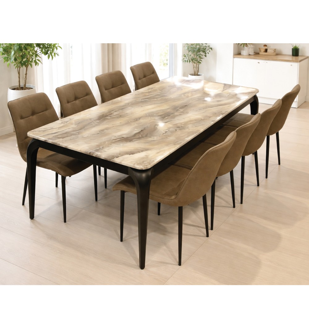 Marble Dining Table Set with 8 Chairs