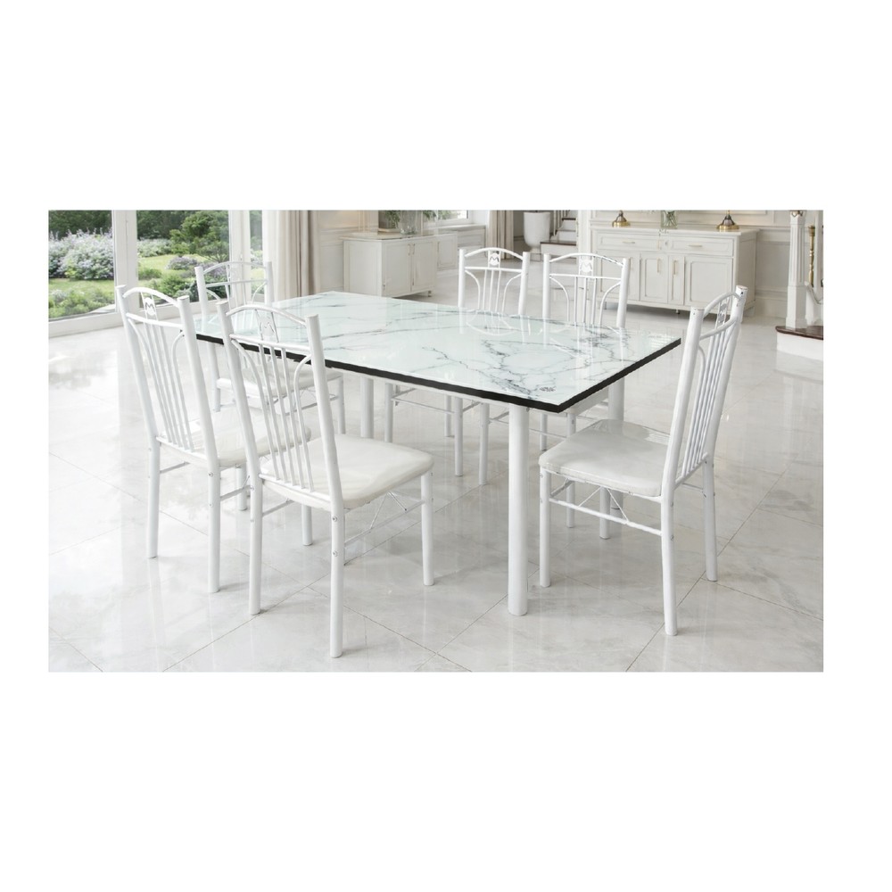 Glass Dining Table with 6 Chairs