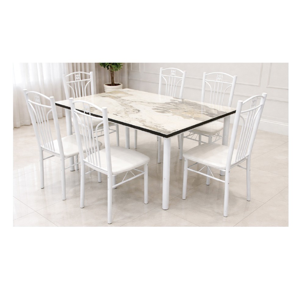 Marble Dining Table Set with 6 Chairs
