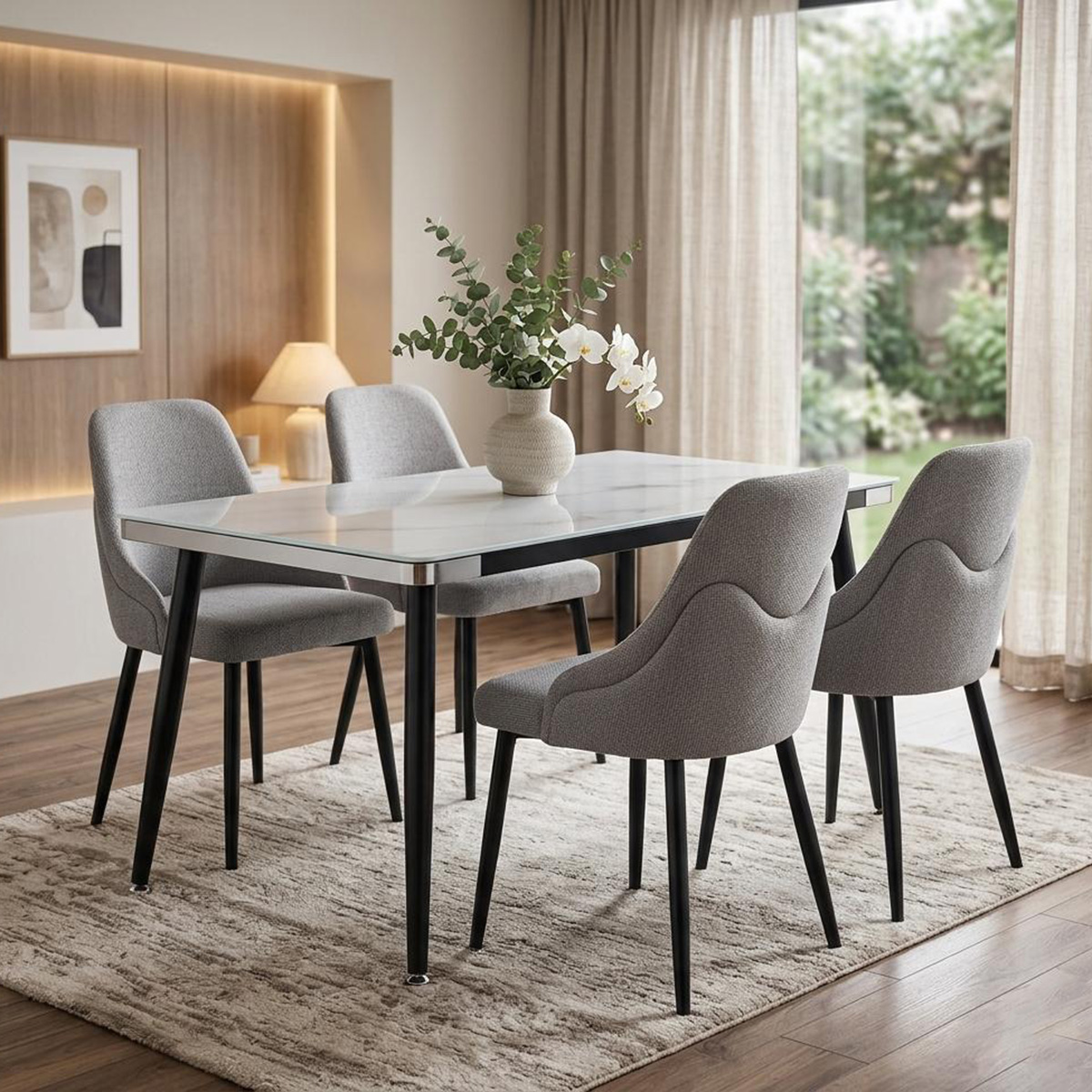 Glass Dining Table Rectangular 4 Seater