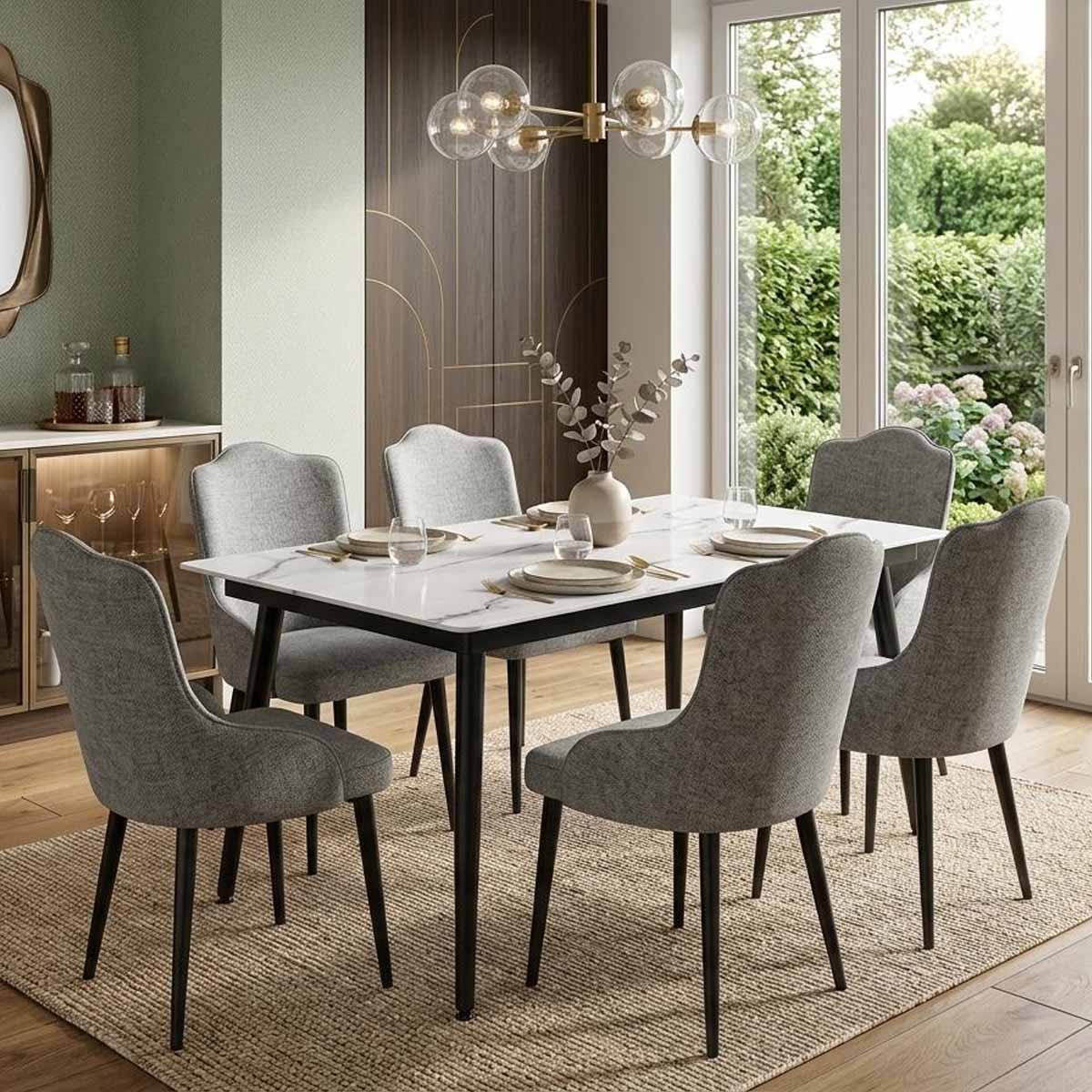 Glass Dining Table Rectangular 6 Seater