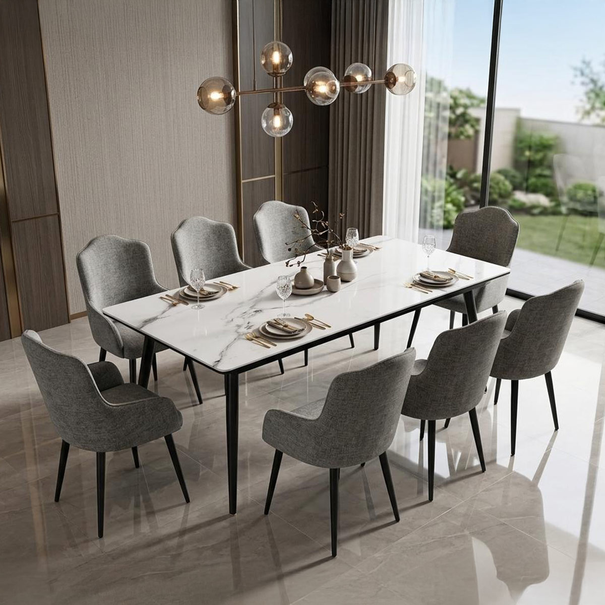 Glass Dining Table Rectangular 8 Seater