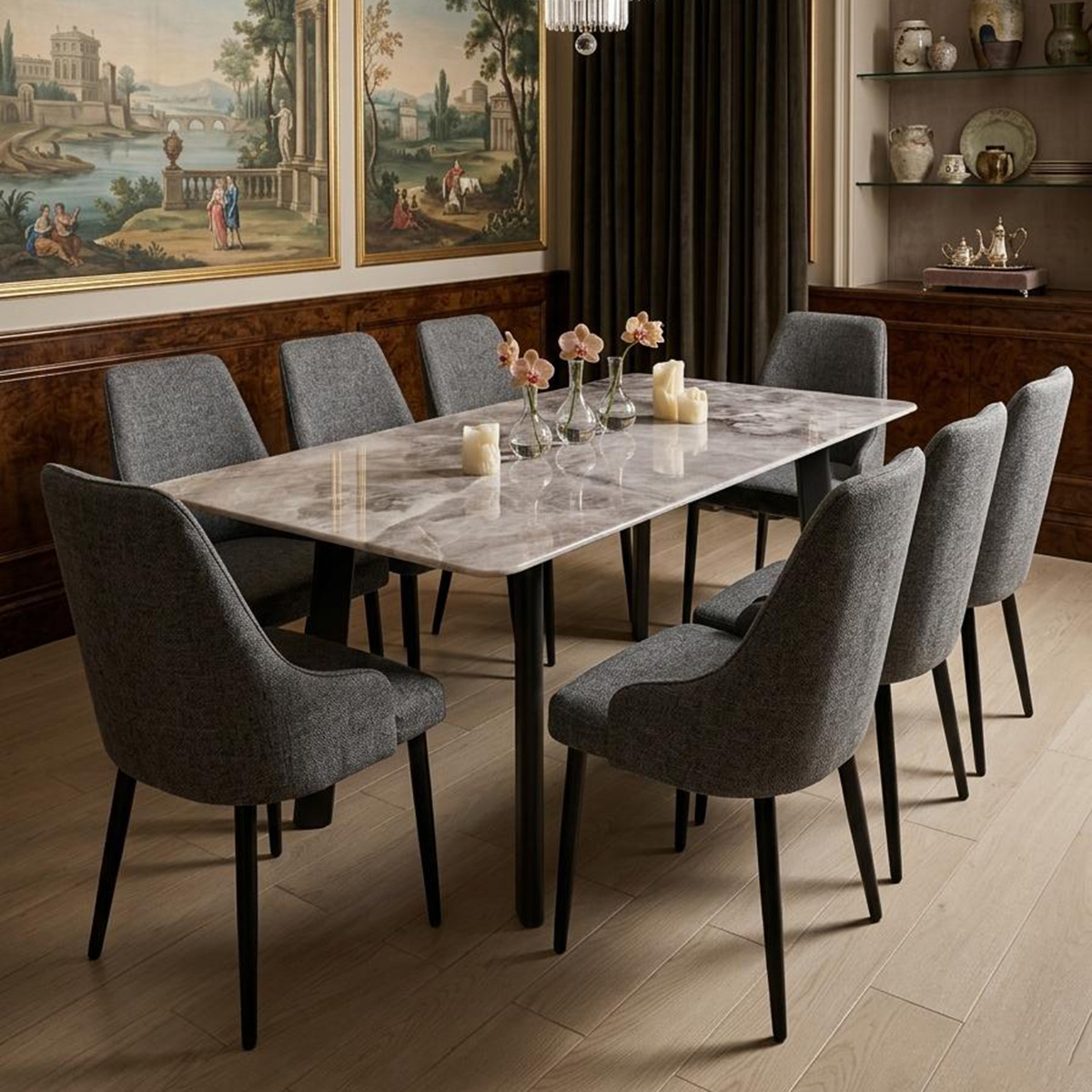 Marble Dining Table Rectangular 8 Seater