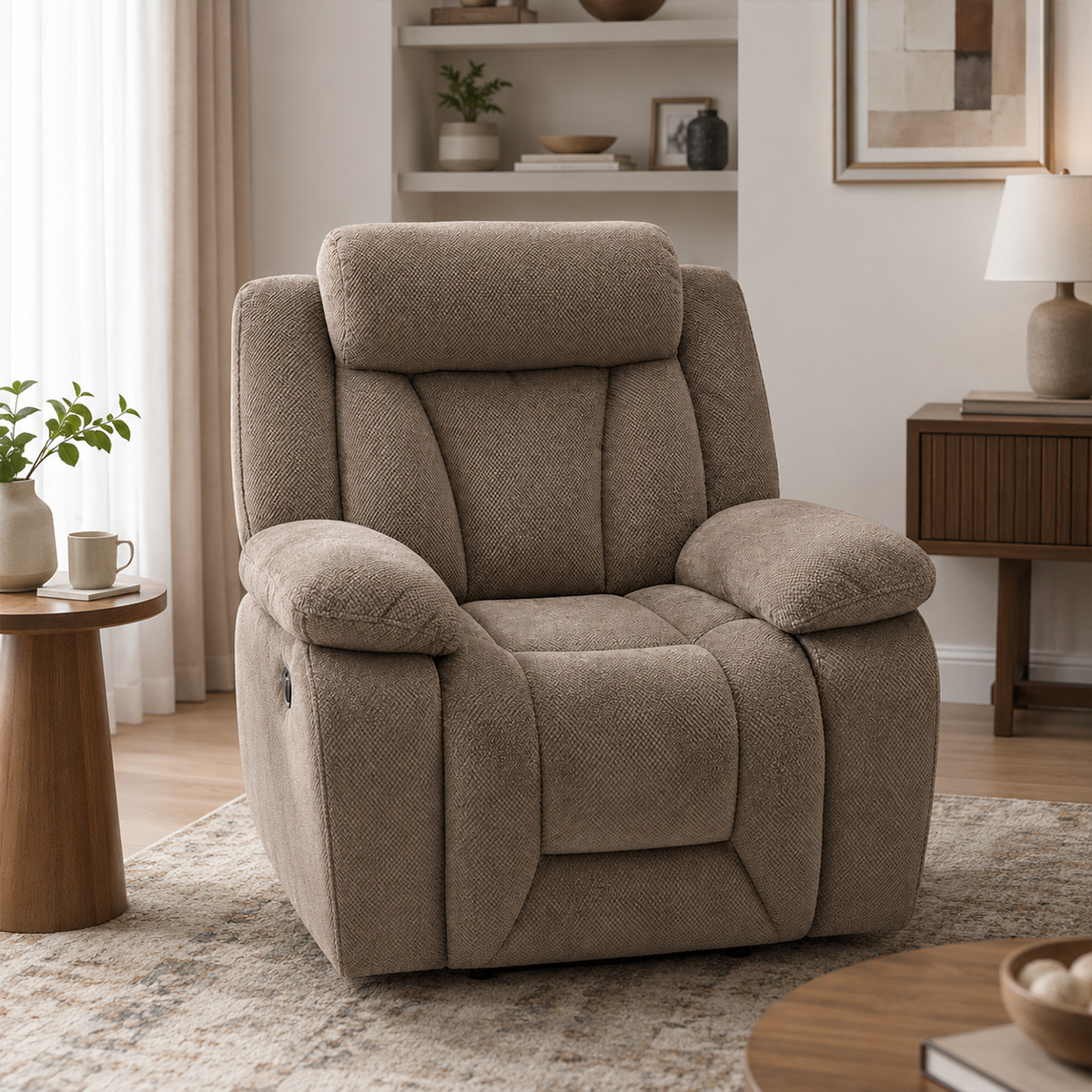 Single Fabric Recliner Sofa