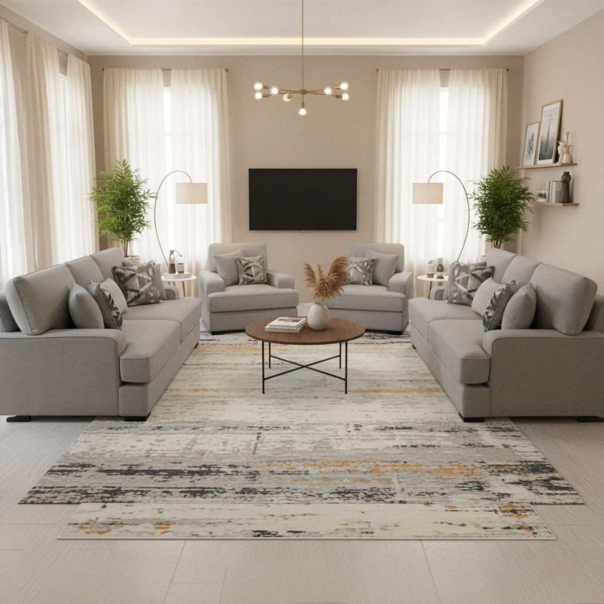 Modern Fabric Sofa Set 3+3+1+1