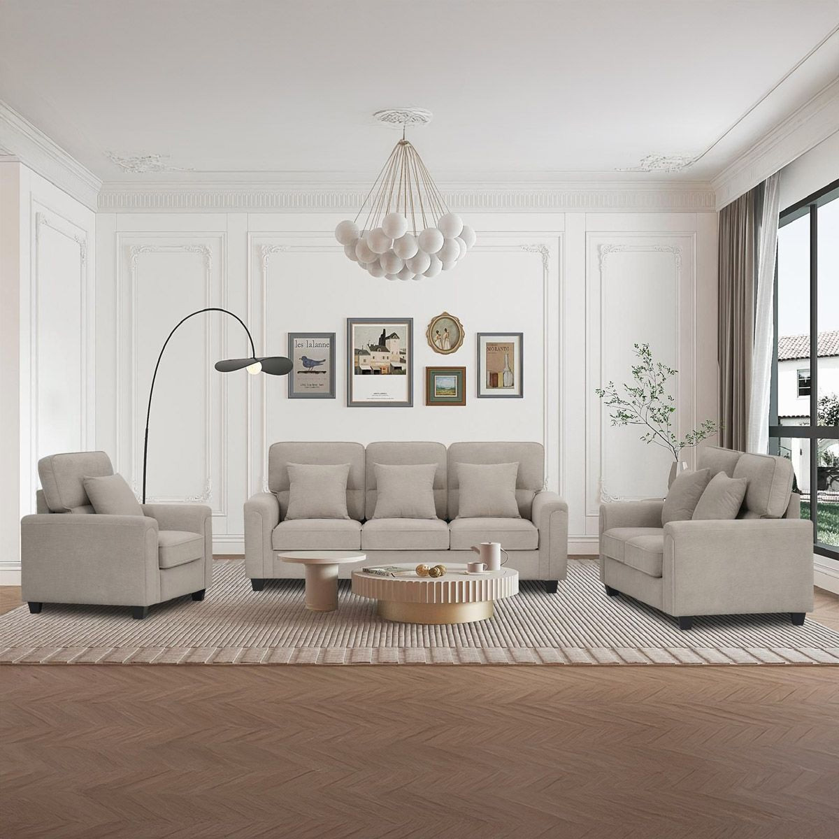 Modern Fabric Sofa Set 3+2+1