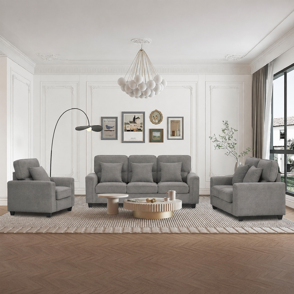 Modern Fabric Sofa Set 3+2+1