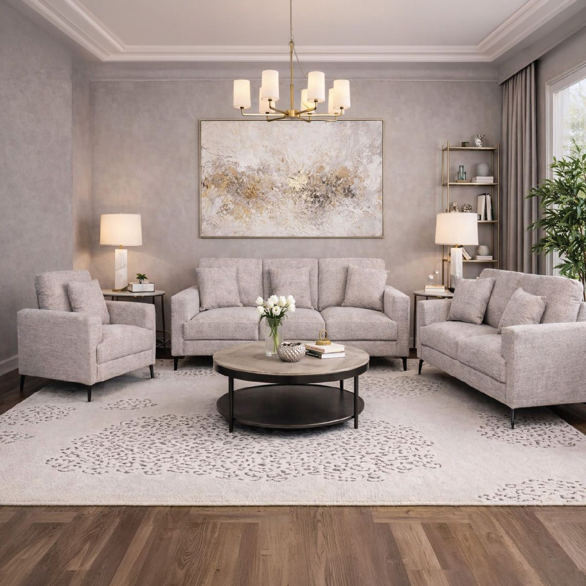 Modern Fabric Sofa Set 3+2+1