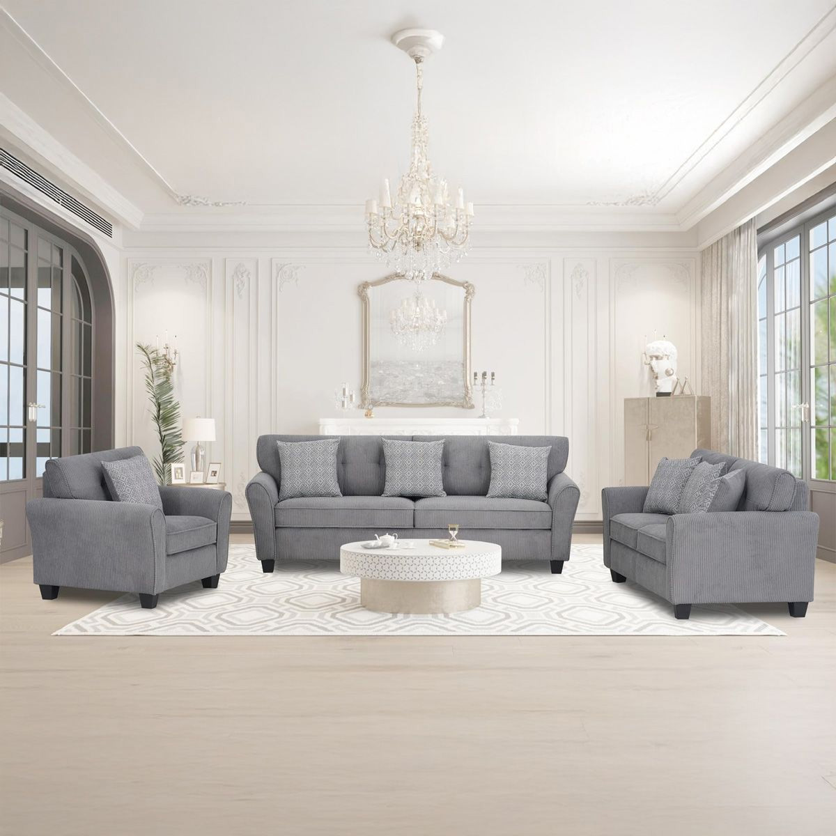 Modern Fabric Sofa Set 3+2+1