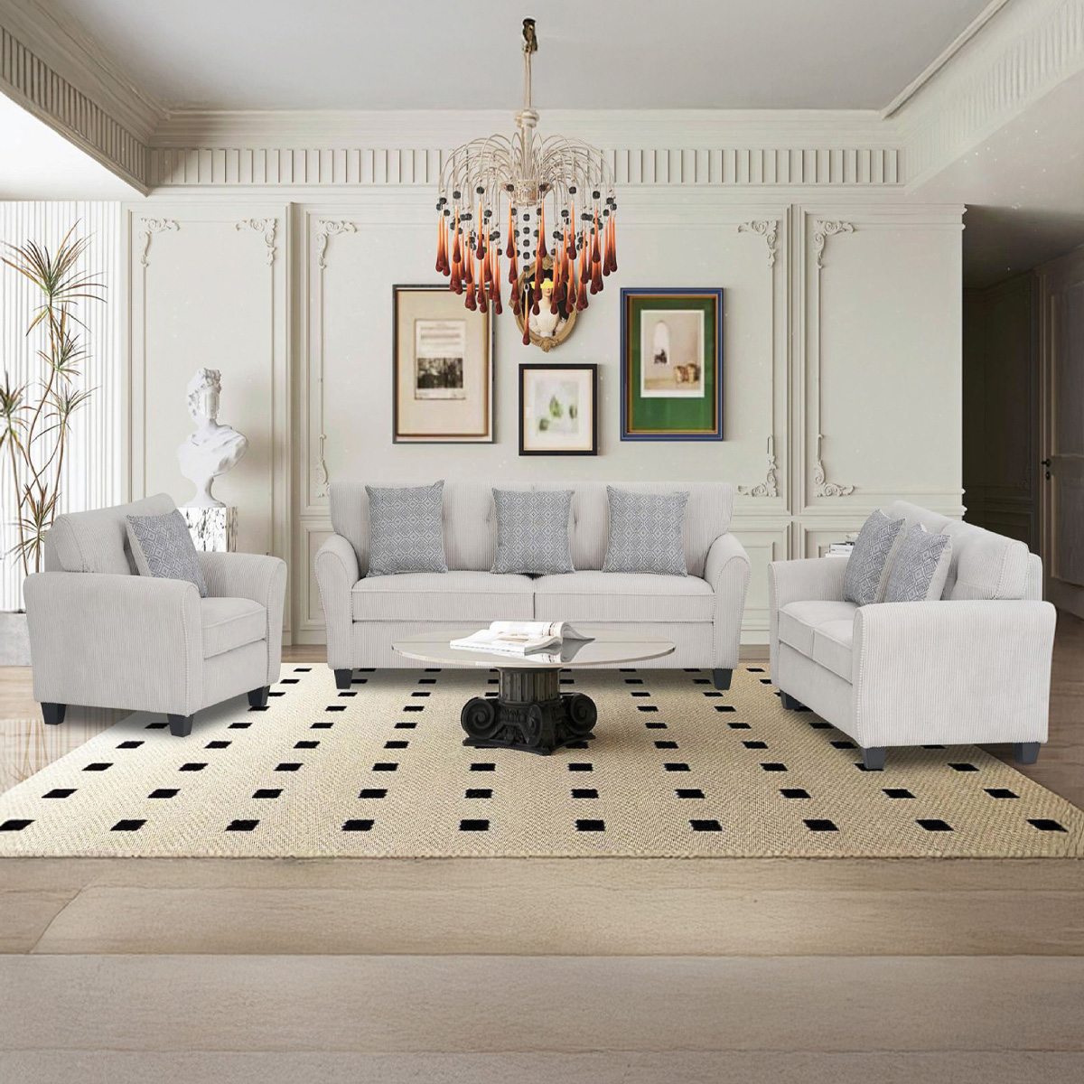 Modern Fabric Sofa Set 3+2+1