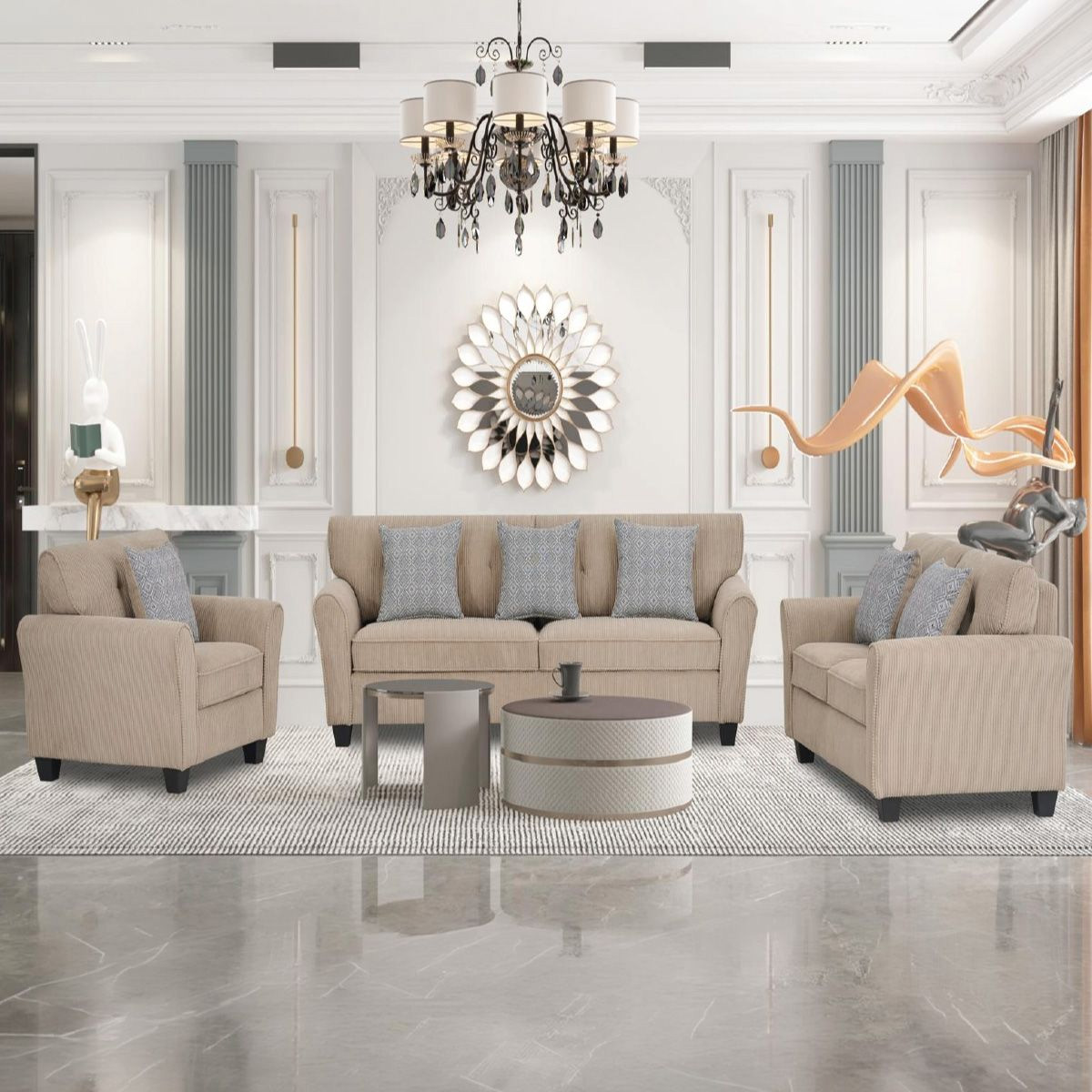 Modern Fabric Sofa Set 3+2+1