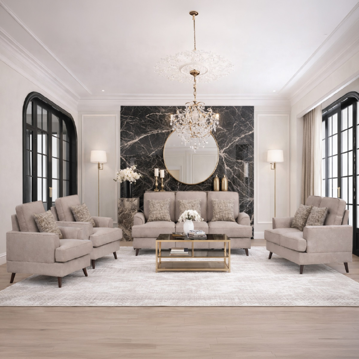 Fabric Sofa Set 3+2+1+1