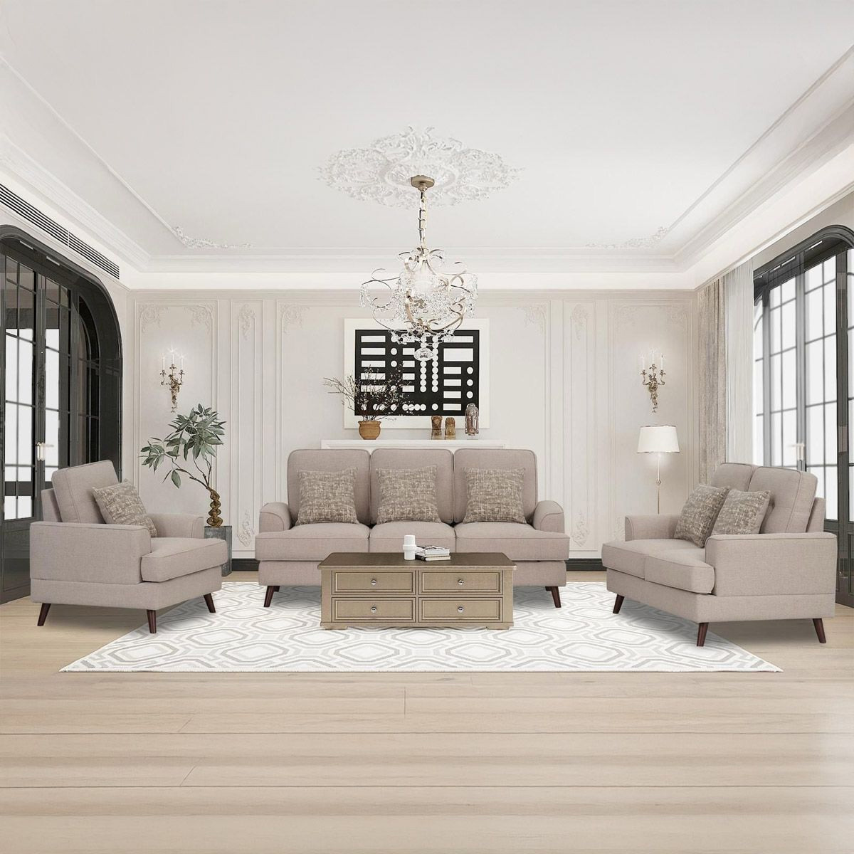 Modern Fabric Sofa Set 3+2+1+1