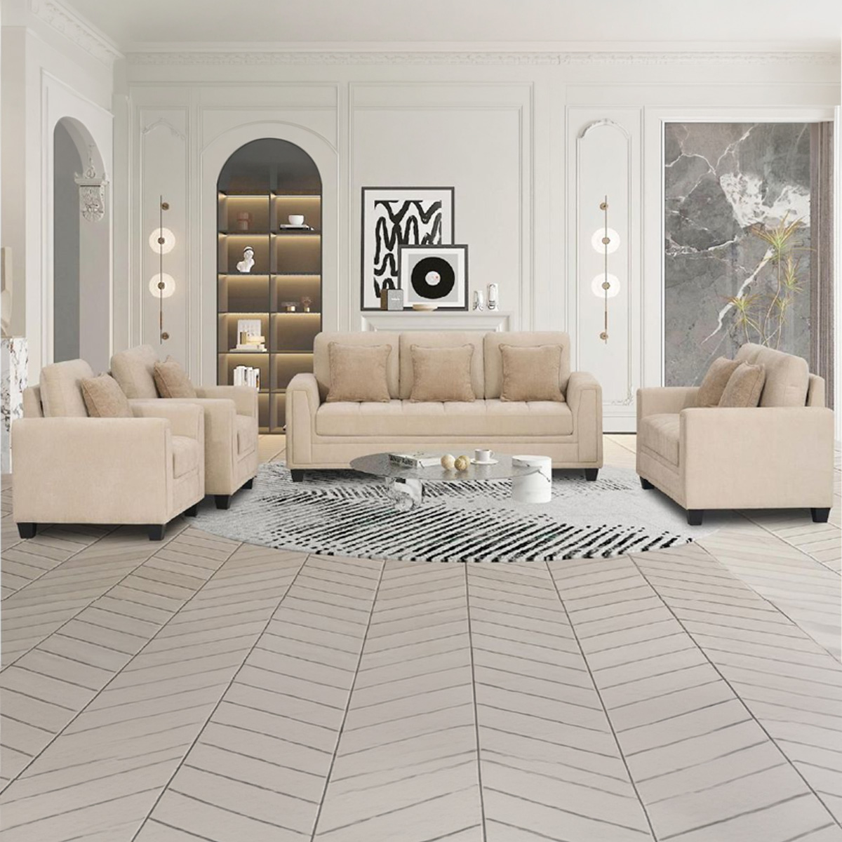 Modern Fabric Sofa Set 3+2+1+1