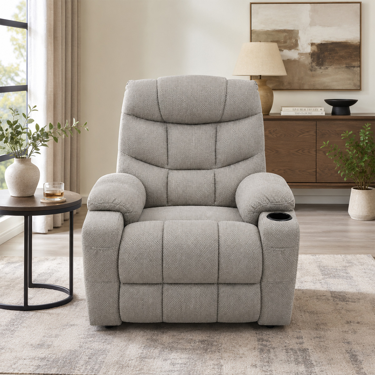 Single Fabric Swivel Recliner Sofa