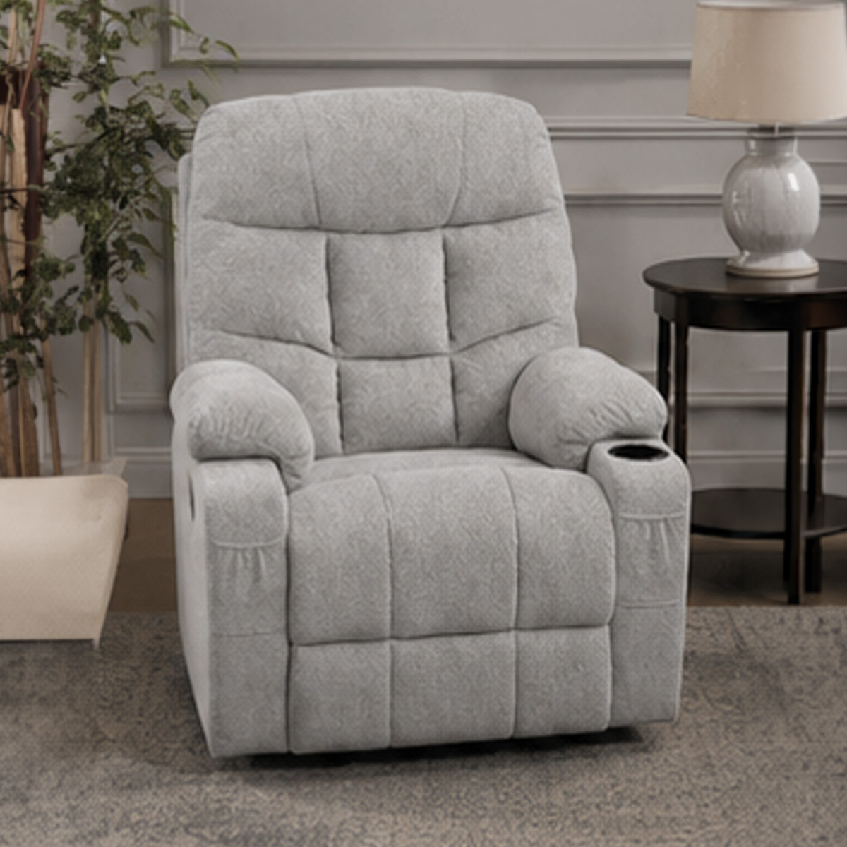 Single Fabric Swivel Recliner Sofa