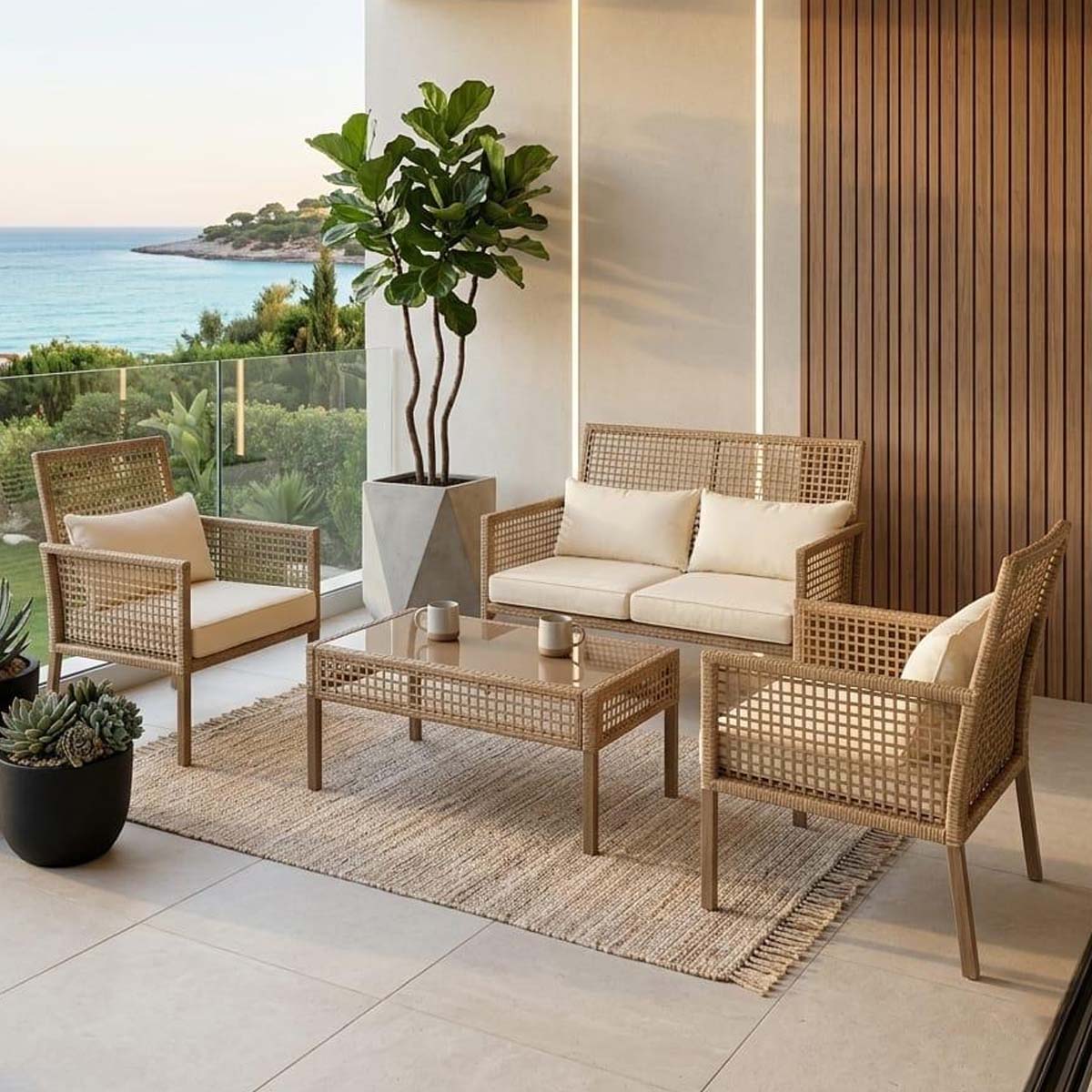 Bamboo Sofa Set 2+1+1