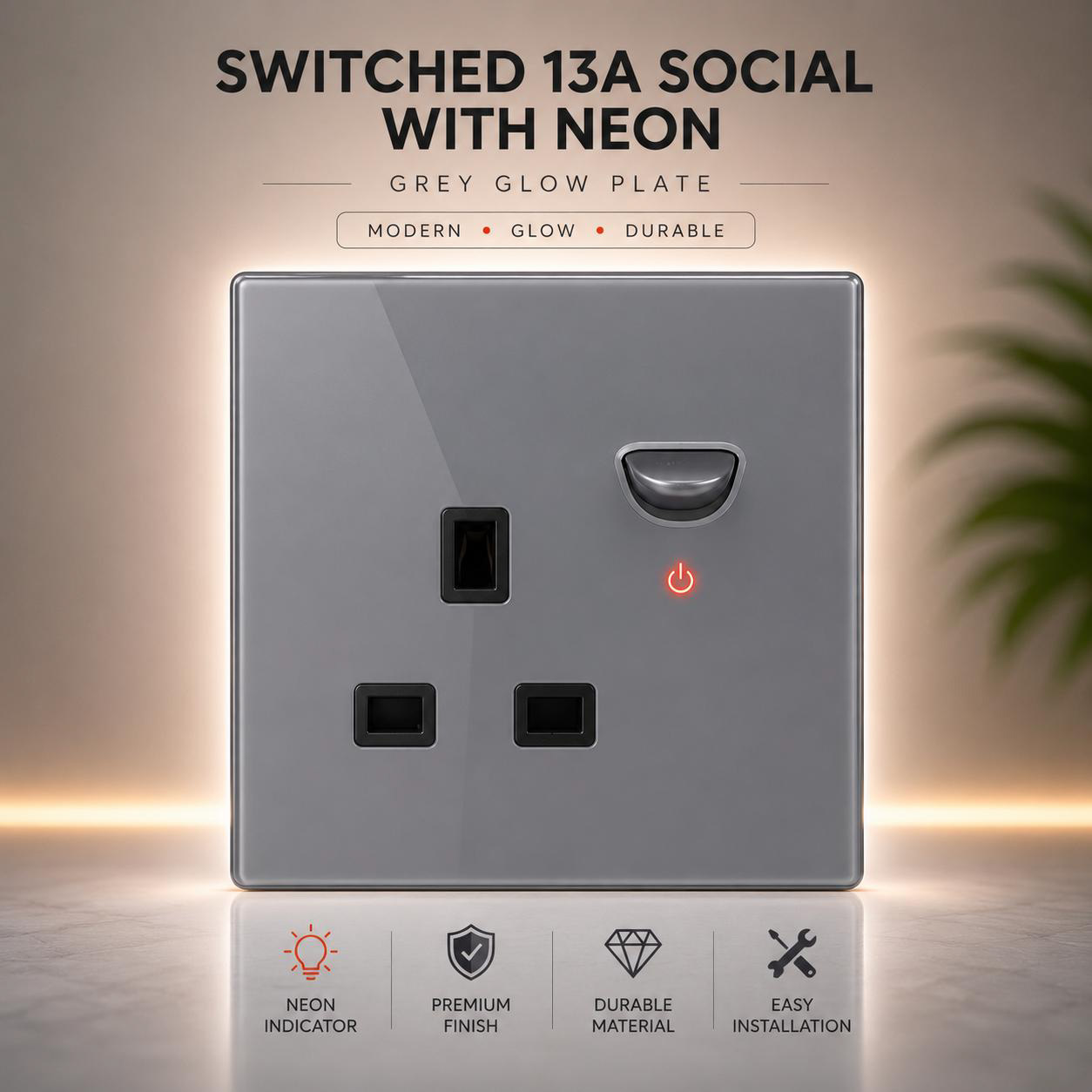 Switched 13A Socket with Neon