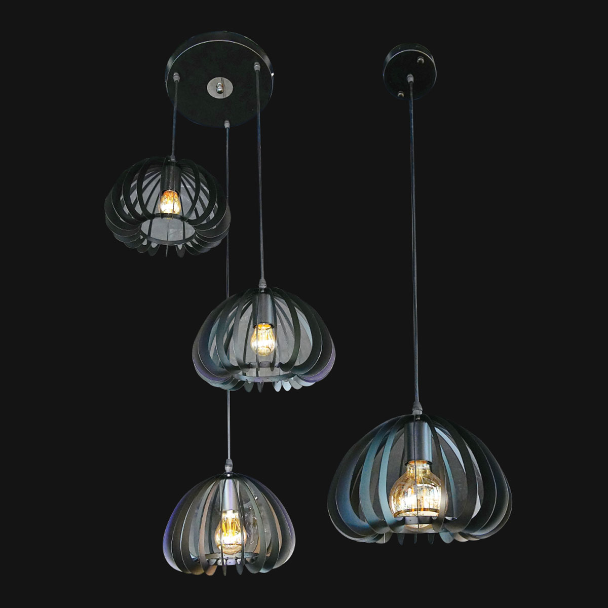 Amber & Black Metal Bar Light