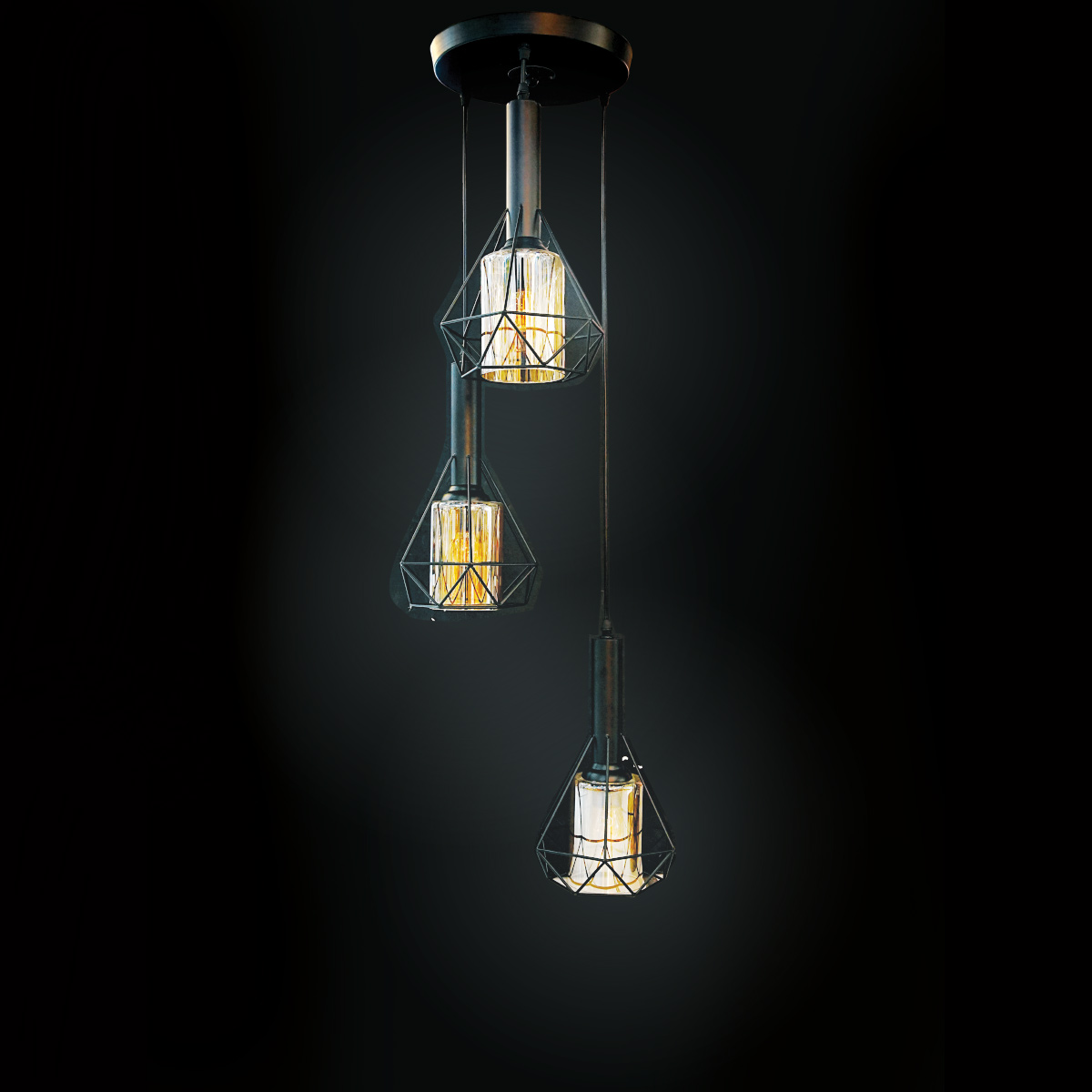 3-in-1 Amber & Black Metal Bar Light