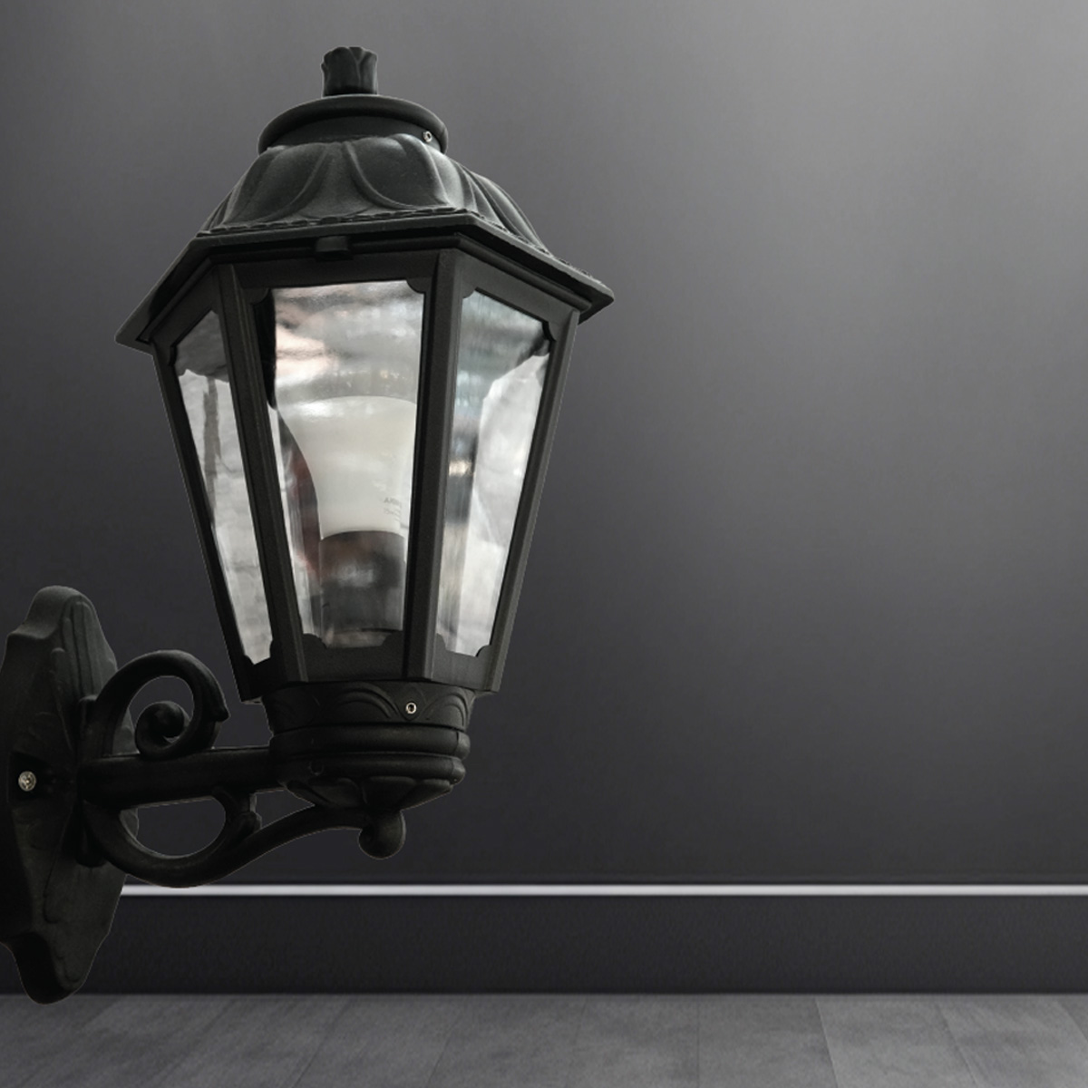 Black Modern Garden Wall Light 270x220mm