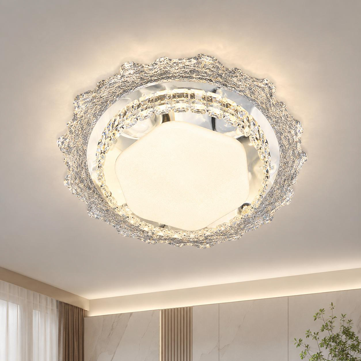 Crystal Ceiling Light Silver