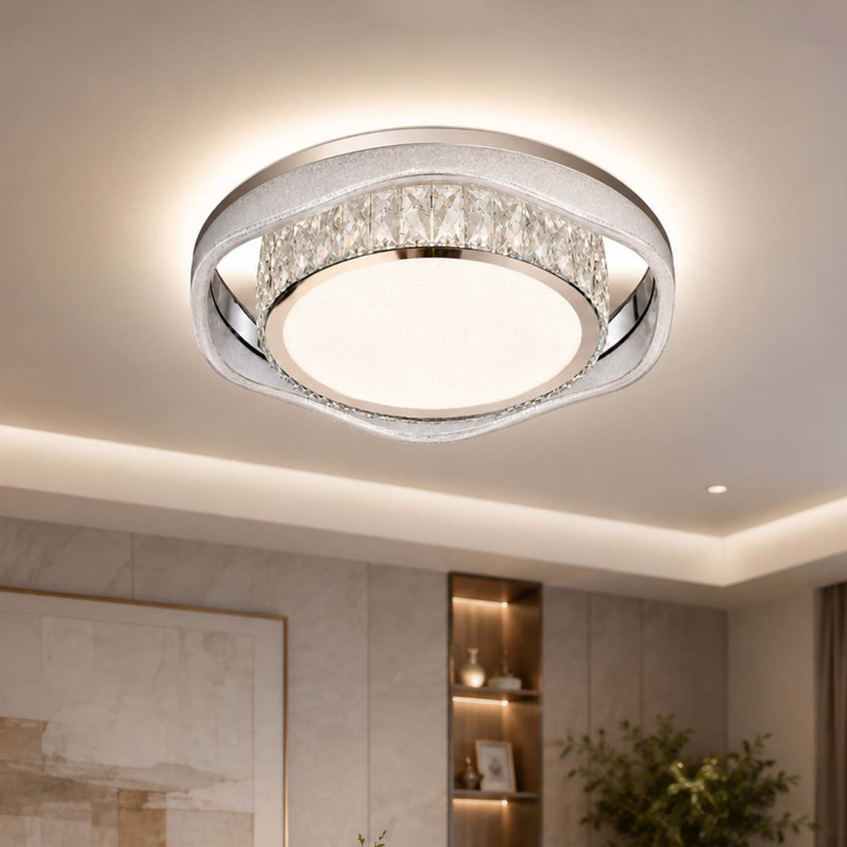 Silver Crystal Ceiling Light