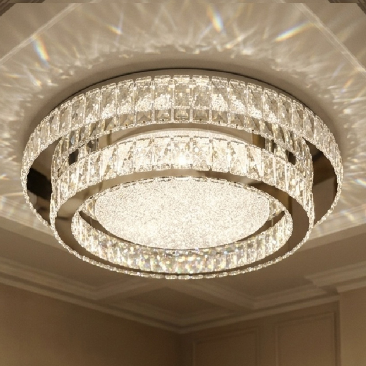 Silver Crystal Ceiling Light