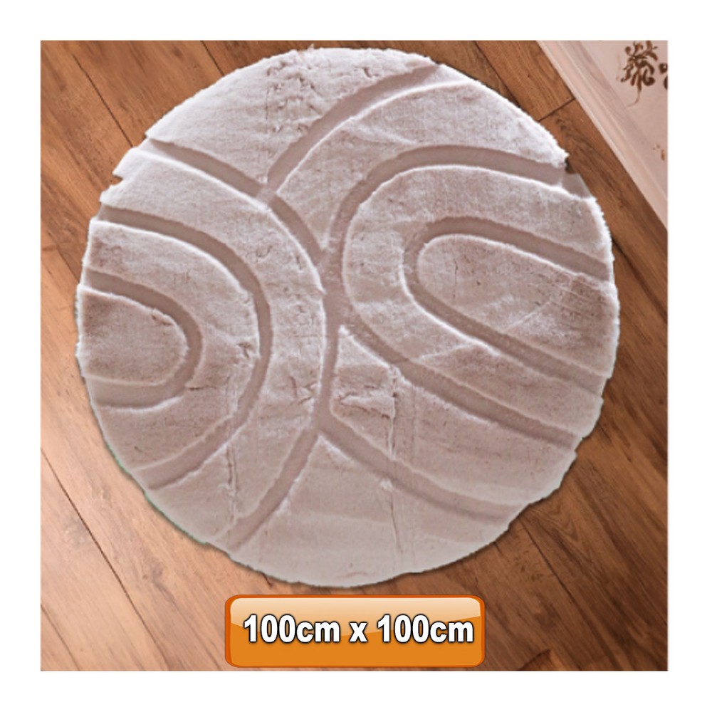 Rabbit Faux Fur Round Rug 800g 100x100cm
