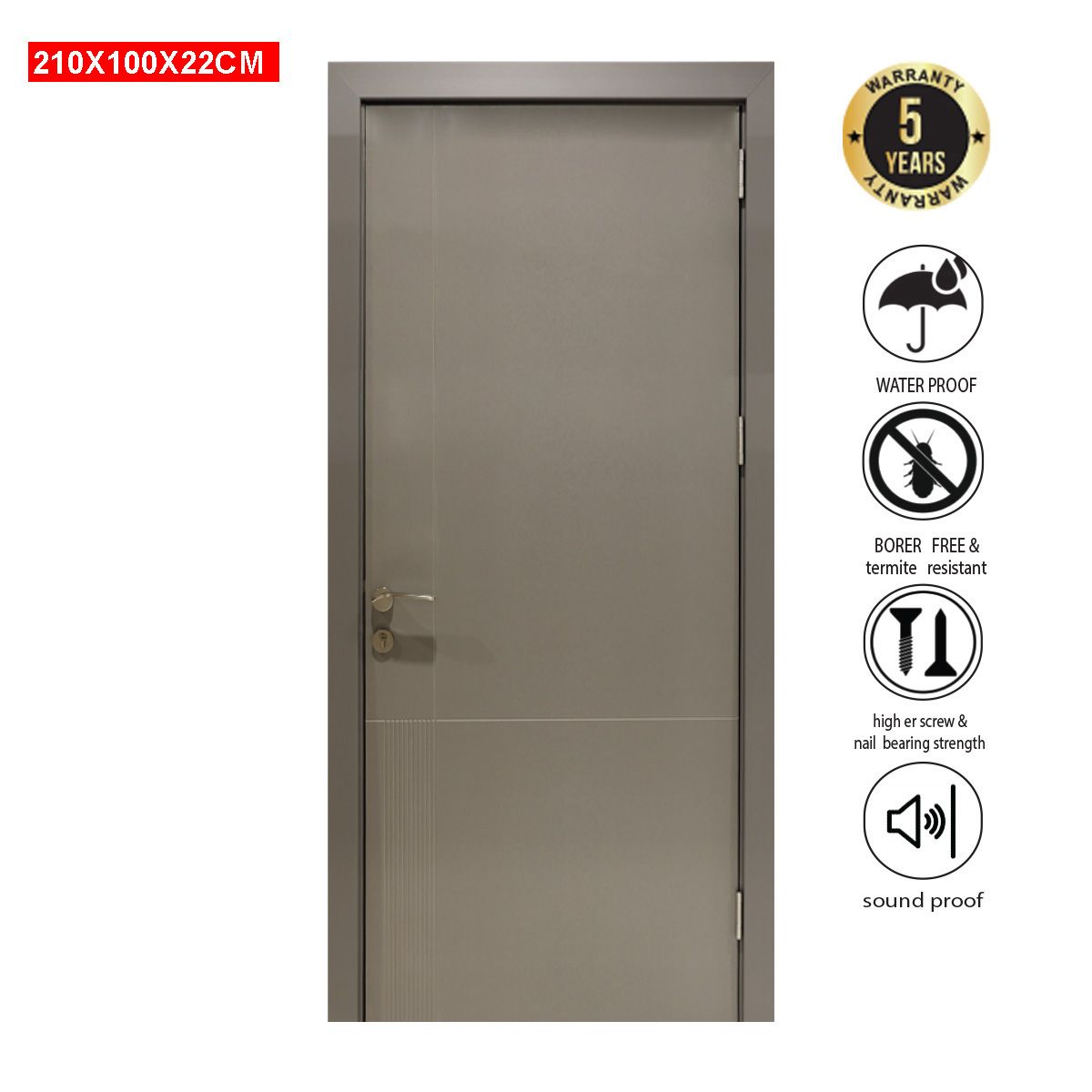 WPC Door with Frame 2100x980x220mm