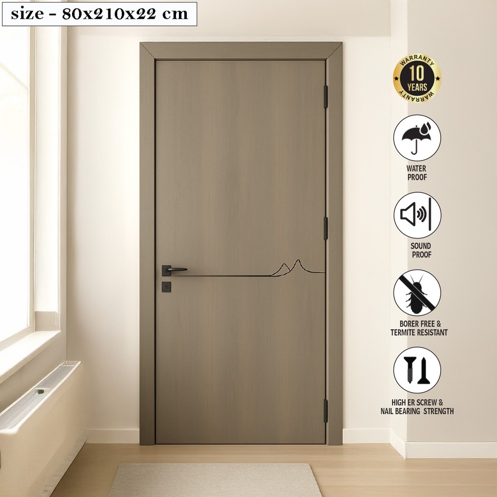 WPC Door with Frame & Black Line 210x78cm