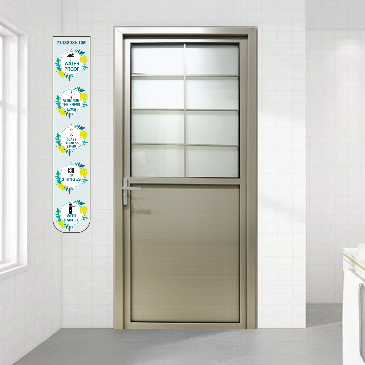 Aluminum Glass Door 80x210