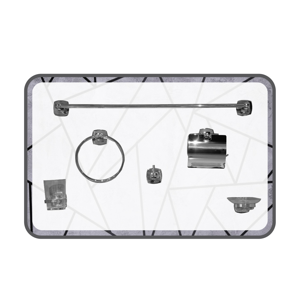 Modern Bathroom Accessory Set 6 Piece