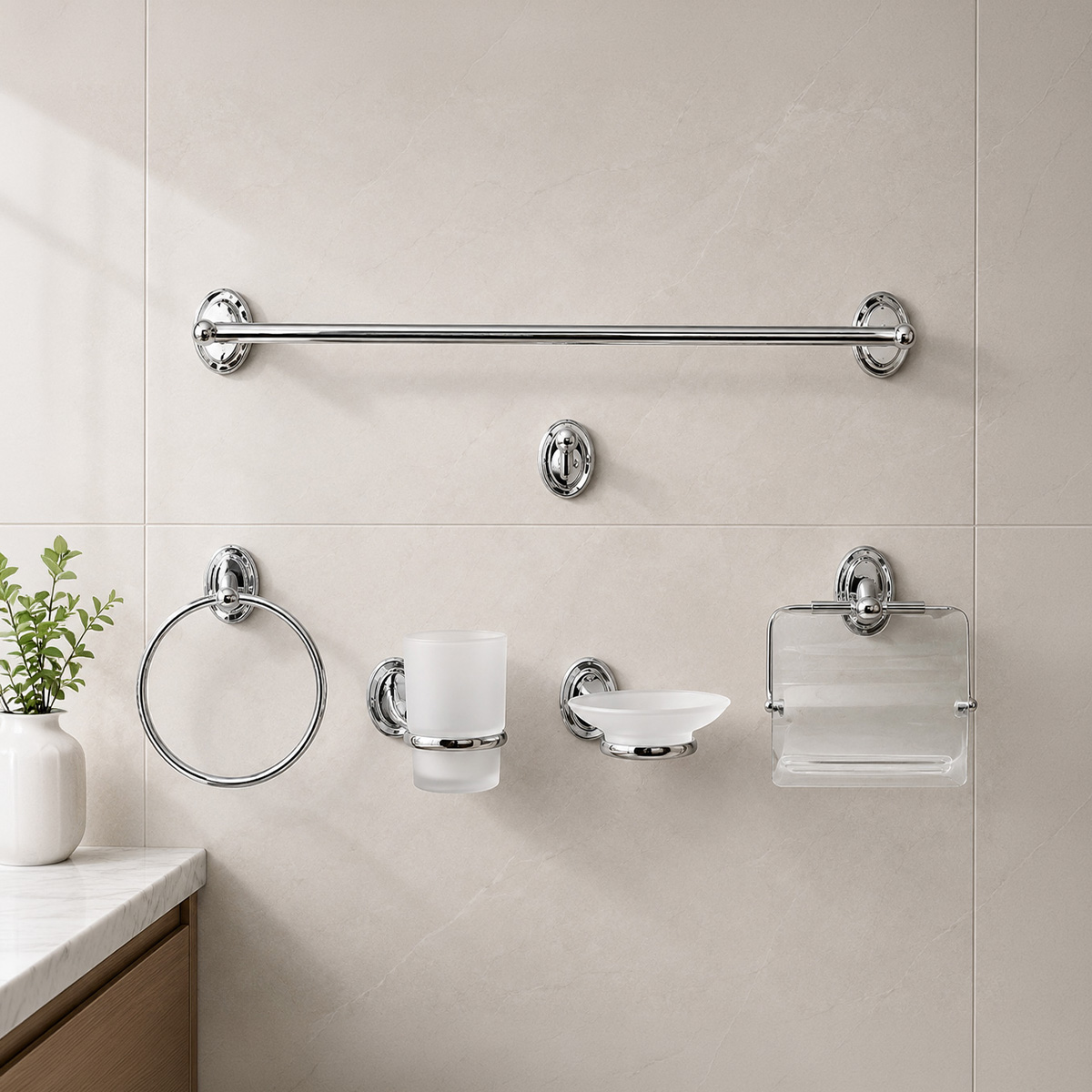 Commercial Bathroom Accessory Set 6 Piece