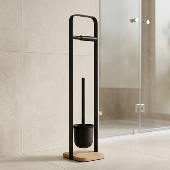 Toilet Paper Holder with Brush