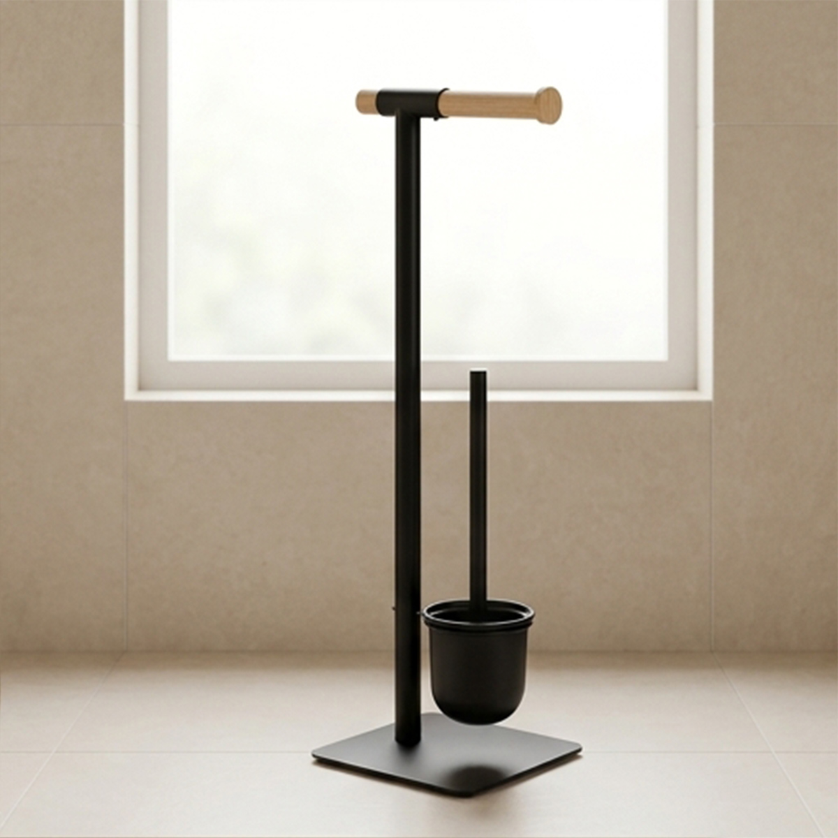 Toilet Paper Holder with Brush