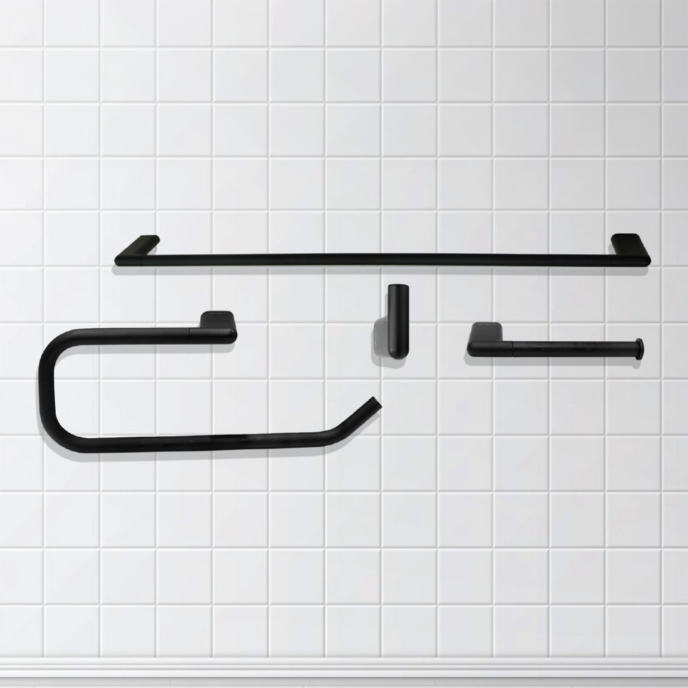 4 Pieces Modern Bathroom Accessories Set Black