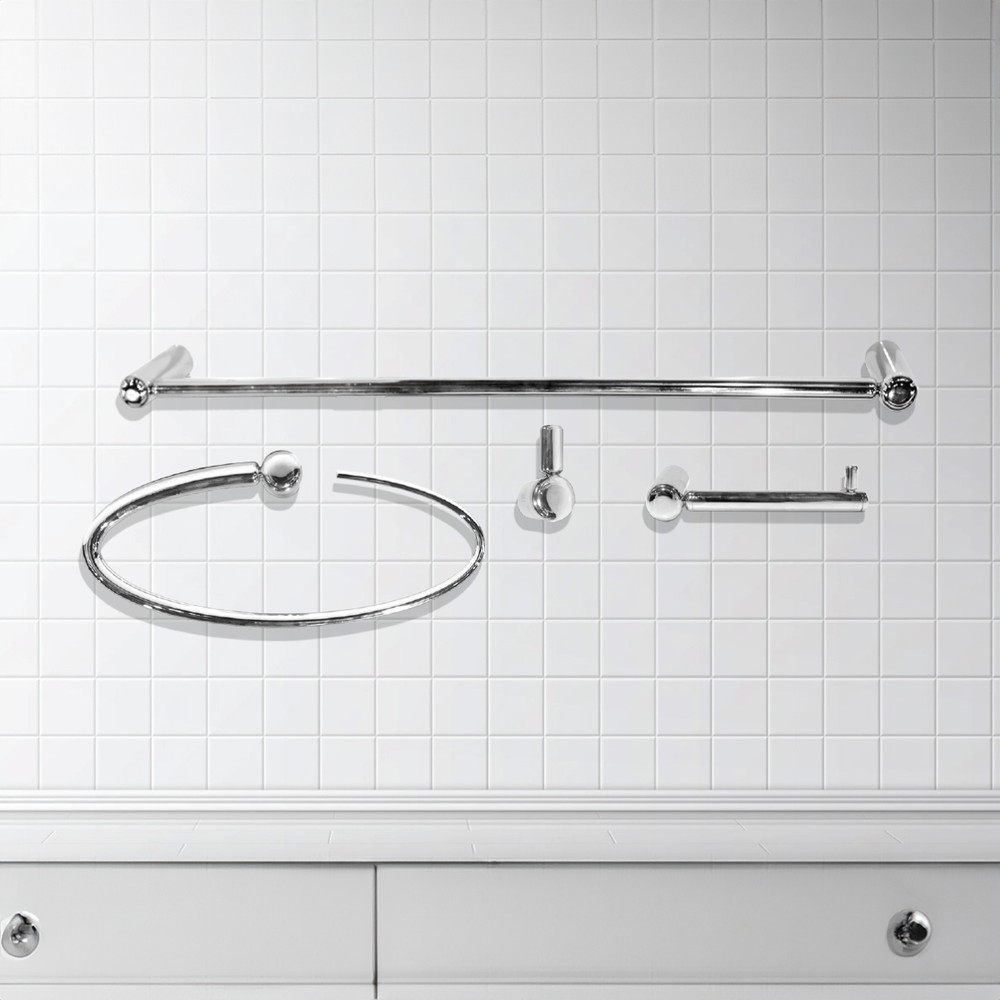 4 Pieces Modern Bathroom Accessories Set Chrome