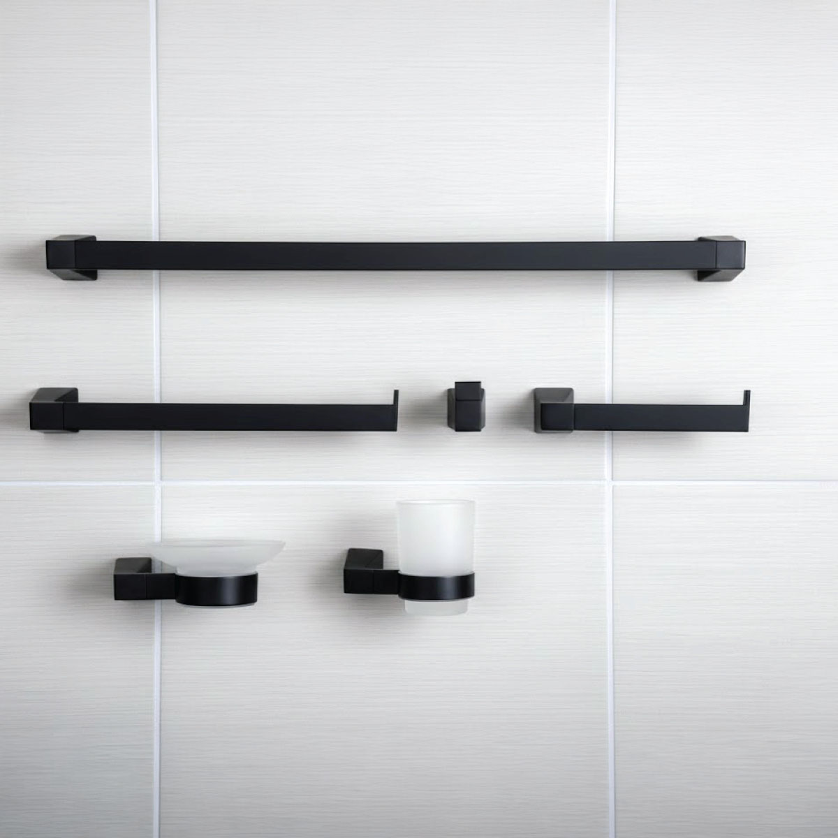 Modern Bathroom Accessory Set 6 Piece