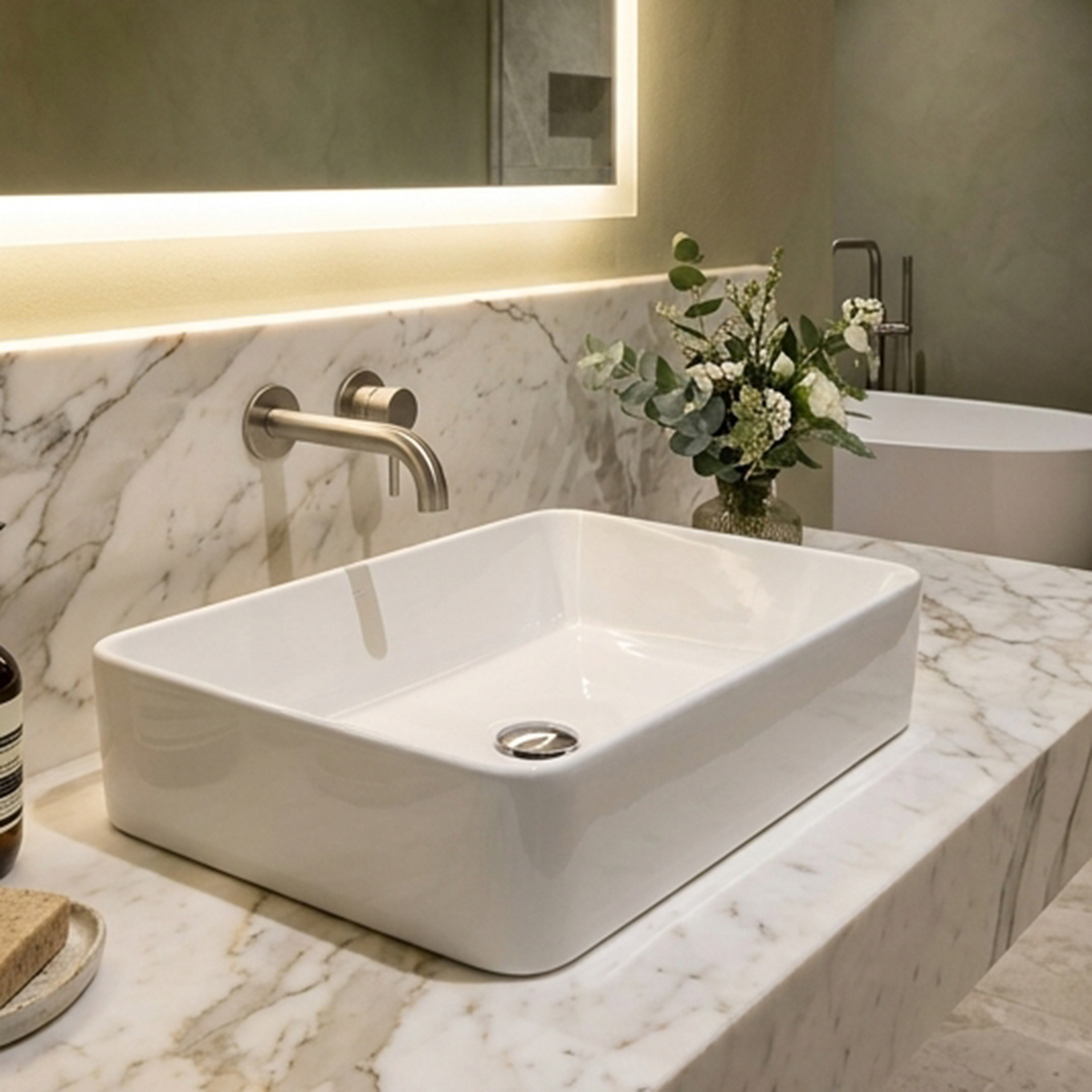 White Counter Basin