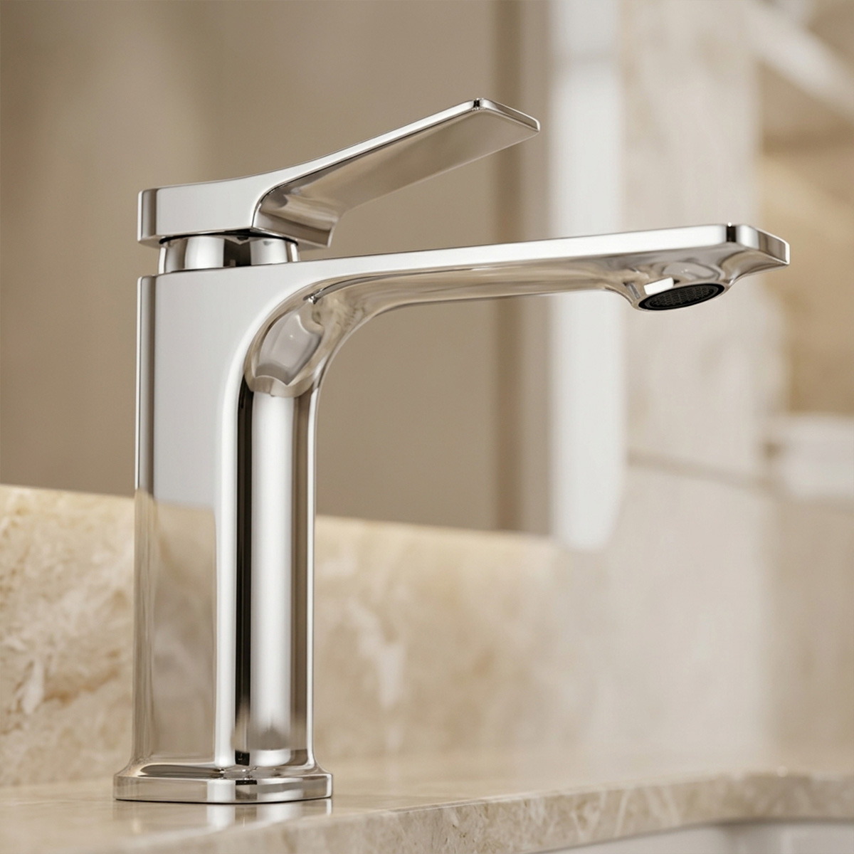 Brass Modern Basin Mixer Chrome