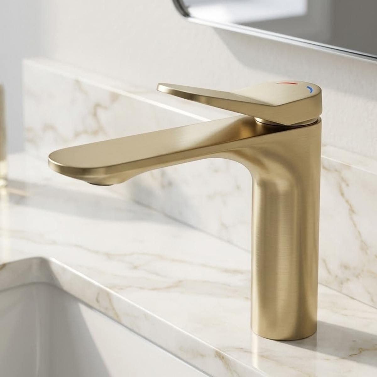 Brass Modern Basin Mixer Gold