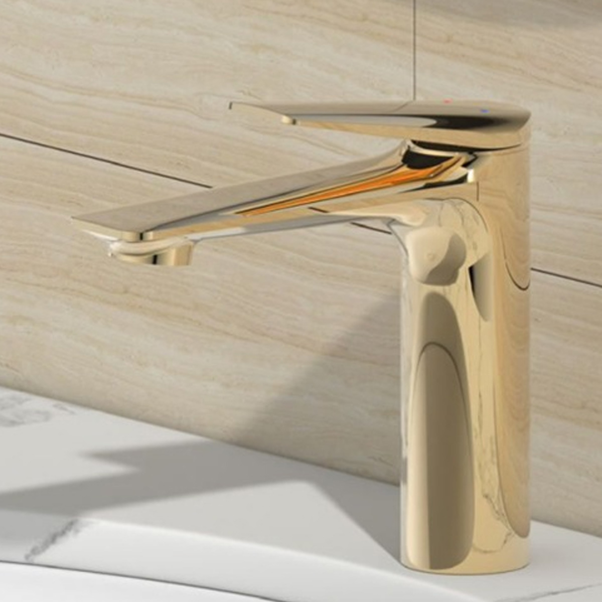 Brass Modern Basin Mixer Gold