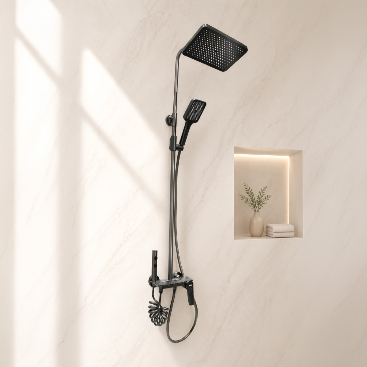 Brass Modern Shower Column Clear