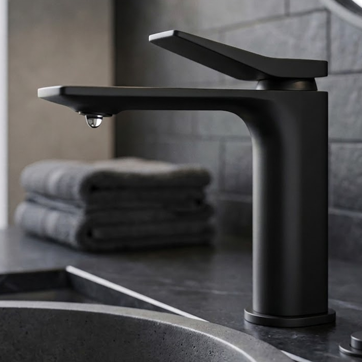 Brass Modern Basin Mixer Black