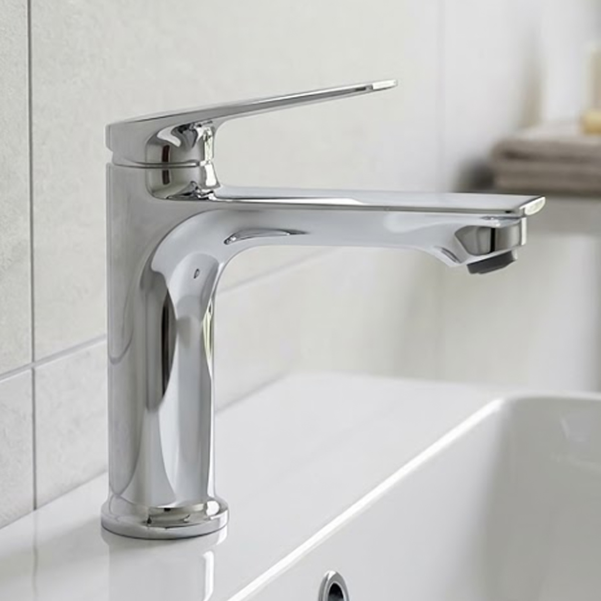Brass Modern Basin Mixer Chrome